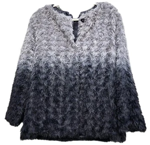 Fever Kunstfell Ombre Mantel Damen M grau schwarz Plüsch weich Jacke Winter Trend - Bild 1 von 9