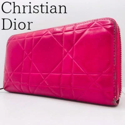 Винтажный Christian Dior длинный бумажник розовый лакированная кожа б/у из Японии женщин - Изображение 1 из 4