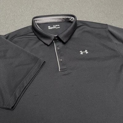 Camisa polo masculina Under Armour 3XL preta solta desempenho stretch - Imagem 1 de 4
