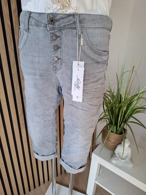 ❤️ Jewelly Baggy 3/4 Bermuda Capri Jeans in Grau 34 - 42 PC2387 - Bild 1 von 4