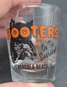 HOOTERS Shot Glass 2 1/4" Tall. Owl Logo Very good condition Pensacola Beach Fl. - Picture 1 of 8