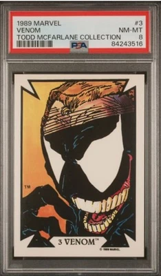 1989 COMIC IMAGES MARVEL—TODD MCFARLANE #3—1ST APP/ROOKIE OF VENOM!—PSA 8 - Image 1 of 3