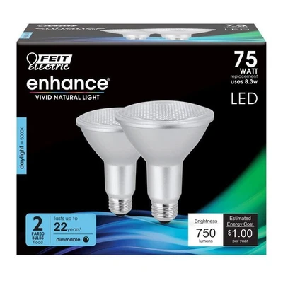 Feit Electric Flood LED Light Bulb 2 Pack PAR30L Dimmable E26 Daylight 5000K - Image 1 of 3