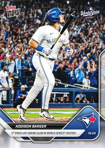 Addison Barger World Series Grand Slam - 2025 MLB Topps NOW - Card 897 - Picture 1 of 2