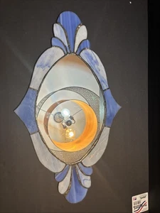  Vintage ovaler Buntglasspiegel Wandbehang 21” x 12” - Bild 1 von 6