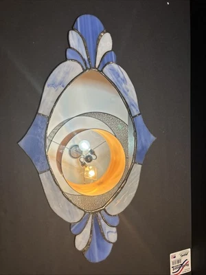  "Espejo colgante de pared vintage de vitral ovalado 21"" x 12""" Foto 1 de 4