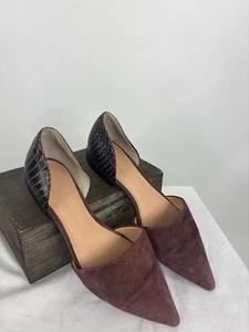 Sigerson Morrison Purple Flats Suede Open Slides - Picture 1 of 6