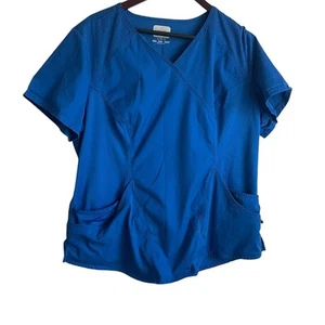 Cherokee Luxe Sport Women Scrub Top XL Blue Medical Uniform Nurse Work Dental - Picture 1 of 11