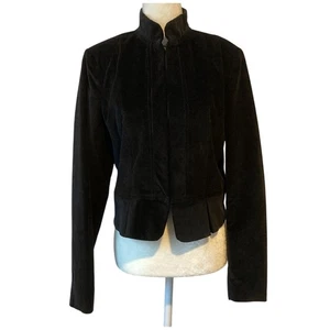 THE LIMITED Blazer Jacket Corduroy Mandarin Collar Peplum Hook Eye Closure Lined - Picture 1 of 15