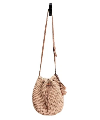 Lauren Ralph Lauren Woven Raffia Bucket Bag – Boho CrossbodyDrawstring Tassels - Image 1 of 4