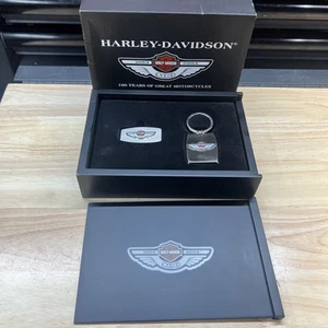 *Harley Davidson 100th Anniversary Money Clip & Key Fob Gift Set 97663-03V & Box - Picture 1 of 6