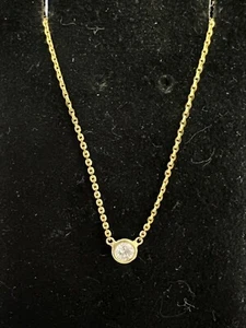 Halskette Kette 14 Karat Gelbgold & zentraler Diamant 0,25 kt - Bild 1 von 10