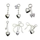 Fashionable Love Heart Keyring Bag Pendant Handcrafted Silver Keychain Accessory