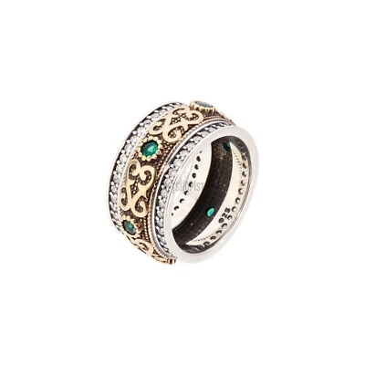 Турецкие ювелирные изделия подлинный изумруд 925 пробы кольцо размер - Изображение 1 из 4