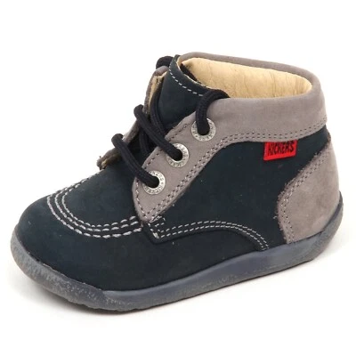 E2274 Zapatilla Bimbo Gris/Azul KICKERS Scarpe Zapato Niño Bebé Niño Foto 1 de 4