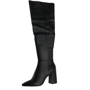 Neiman Marcus schwarze Kunstleder Stretch Overknee Stiefel Größe 8M neu im Karton Damen - Bild 1 von 22