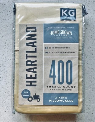 Heartland 400 Thread Count King Pillowcases Gold 100% Cotton 400 TC - Image 1 of 4