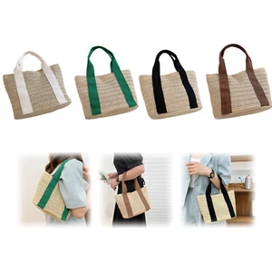 Strandtasche Sackleinen Tragetasche Strohbeutel Duschtasche Strandtasche Reise Tragbar Tasche - Bild 1 von 36
