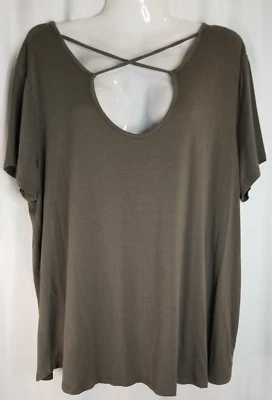 Charlotte Russe Women's Top Size 1X Olive Green Crisscross Neckline - Imagem 1 de 4