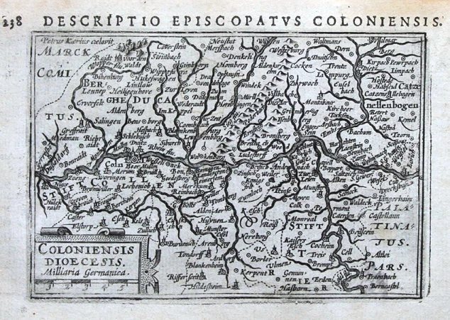 Antique Map GERMANY, KOLN, COLOGNE, BONN, KOBLENZ, Petrus Bertius 1606 - Image 1 of 1