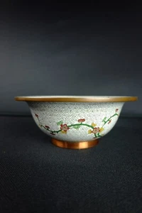 "Cuenco de esmalte cloisonné chino vintage | vid floral y rollos 7"" X 3""" - Imagen 1 de 10