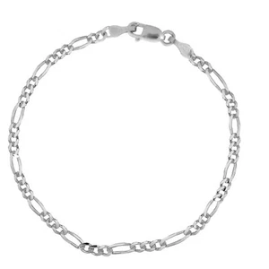 Pulsera Figaro italiana de plata de ley 4,4 mm 8 pulgadas (usada) - Imagen 1 de 4