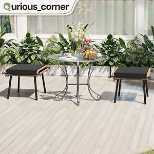 2 PCS All-Weather Rattan Ottoman Only Outdoor Footrest Removeable Thick Cushion - Picture 1 of 11