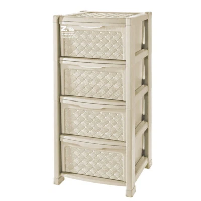 CASSETTIERA ARIANNA 4 CASSETTI EFFETTO RATTAN CM 39X39X82,5 h COLORE ANGORA - Immagine 1 di 2