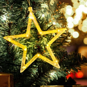 LED Christmas Hanging Lights Window Suction Cup Lights Xmas Tree Star Decor Lamp - Picture 1 of 13