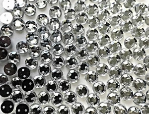 200 ! Glitterati Clear Rhinestones to SEW on-8 mm mirror backed Gems with holes  - Picture 1 of 1