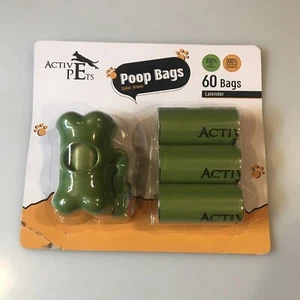 Active Pets Poop Bags (60 Bags W/dog Bone Bag Holder) - Picture 1 of 7