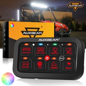 AUXBEAM 8 Gang Switch Panel Kit RGB LED Auxiliary Relay System Boat ATV UTV - Picture 1 of 12