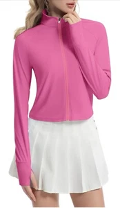 UPF50+ Women's Outdoor Long Sleeve Sun Shirt Casual Workout Gym Full Zip Jacket - Picture 1 of 5