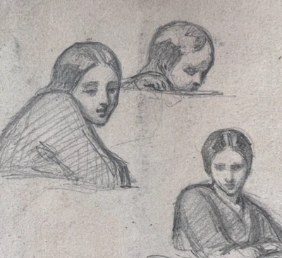 Antique Original Drawing Women, Portrait, People 19th century - Image 1 of 4