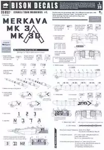 Calcomanías Bison 1/35 MARCAS DE TANQUE ISRAELI #1 MERKAVA Mk-3 y M-3D TANQUES - Imagen 1 de 1