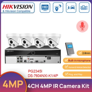 HIK 4CH NVR AcuSense CCTV System Kit MIC 4MP IR Turret POE Camera HDD Lot - Picture 1 of 26