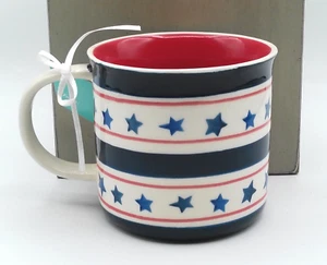 Lang Design Patriotic Coffee Mug Red White Blue Stars & Stripes NWT Large - Picture 1 of 4