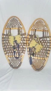 Pair of Cabela's Bentwood Gut Snowshoes 14x30 Made in Canada with bindings  - Picture 1 of 7