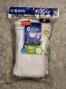 6 paIr Hanes Boys Tagless White Cotton Briefs S 6-8 - Picture 1 of 7