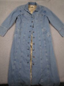 J Jill Jacket Womens 10 Petite Blue Duster Trench Coat Button Up Out of the Blue
