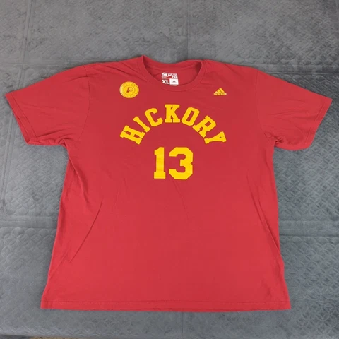 Paul George Indiana Pacers Shirt Hickory Adidas Short Sleeve Men XL Red #13 Cover