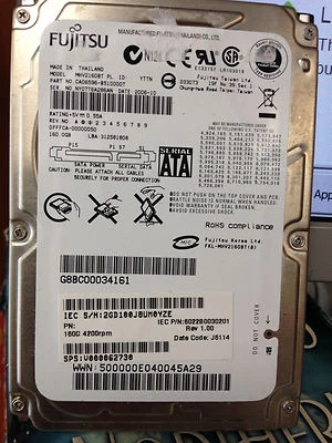 FUJITSU MHV2160BT, 160GB SATA, 4200RPM, REV 1.00 - Image 1 of 2