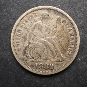 1882 **P**SEATED LIBERTY SILVER DIME **NICE COIN!** - FREE SHIPPING! M4780 - Picture 1 of 2