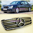 2000-2002 Gloss Black + Chrome Front Grill Fit E-Class BENZ W210 Facelift