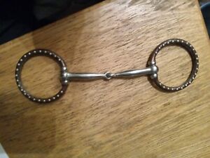 o ring snaffle bit silver dots copper inlay show bit 5in 