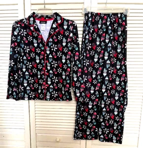 Joe Boxer 2pc. Flannel Christmas Pajama Set Skulls & Snowflakes Kids L 10/12 - Picture 1 of 7