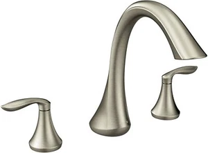 Moen T943BN Eva Two-Handle Deck Mount Roman Tub Faucet Trim in Brushed Nickel - Picture 1 of 4