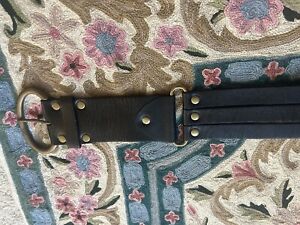 Linea Pelle Womens Belt Sz Small Black Leather Wide Beautiful Vintage??