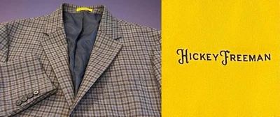 Blazer Chaqueta Abrigo Deportivo Hickey Freeman Azul a Cuadros Lana Seda 46L $1795 Usado en Excelente Condición Foto 1 de 4