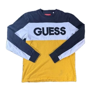 Guess Los Angeles Colorblock Logo Tee XS Schwarz Weiß Gelb Streetwear Freizeit - Bild 1 von 7
